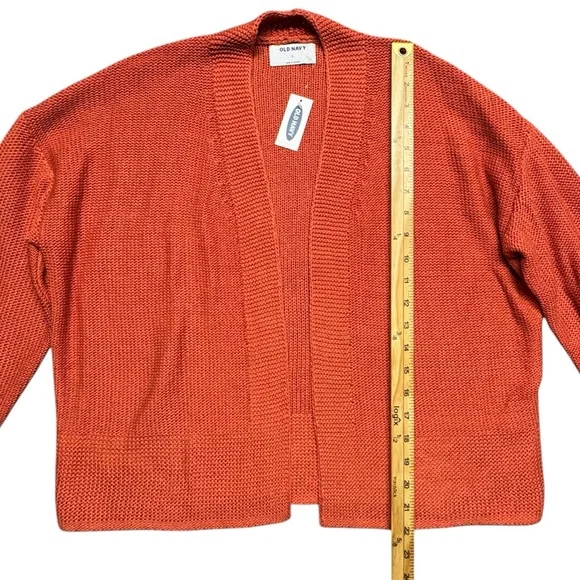 Old‎ Navy Chunky Knit Sweater Open Front Cardigan Orange Womens Medium Slouchy - Picture 3 of 10